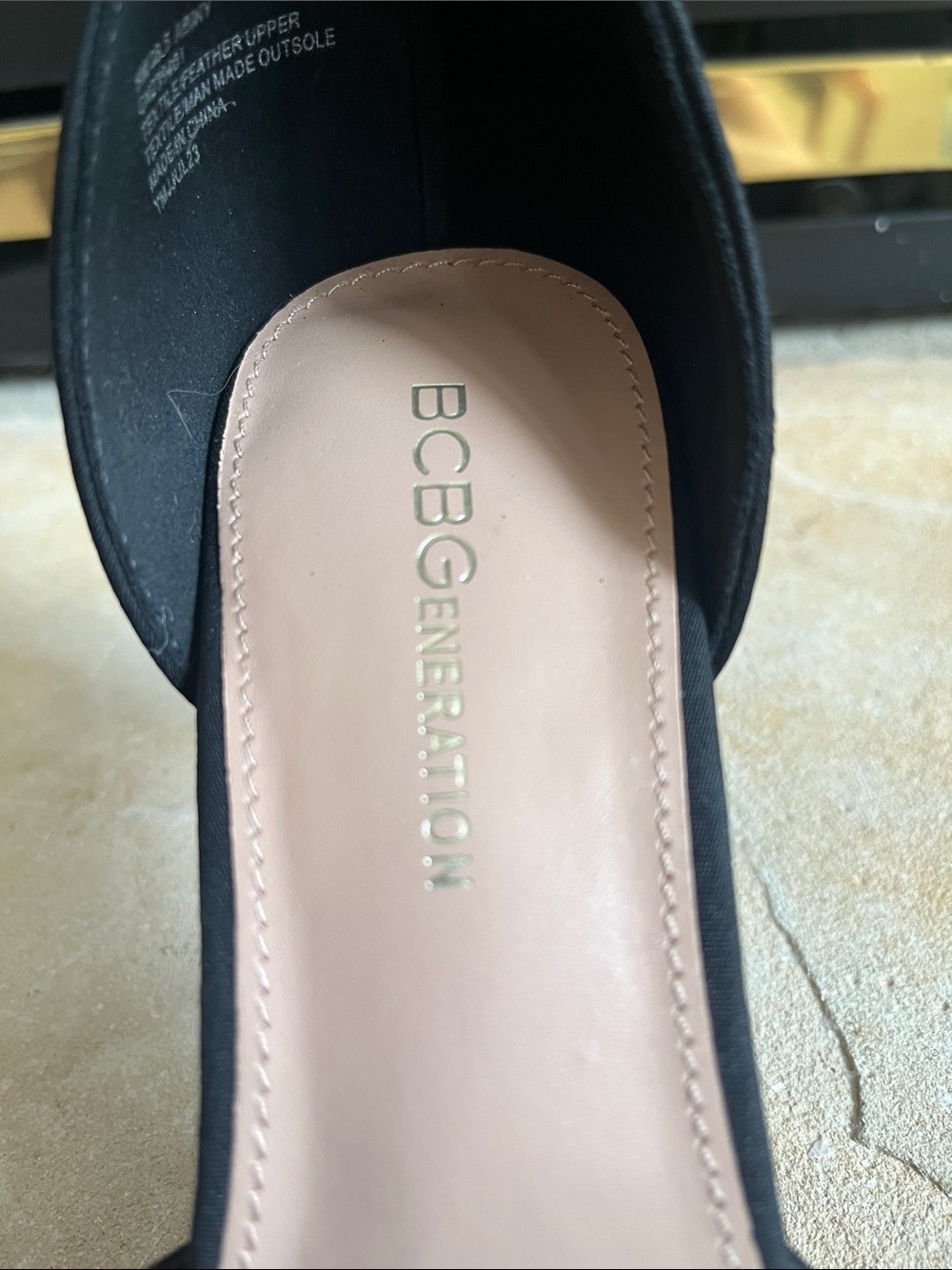 BCBGeneration Black Pointed-Toe Ankle-Strap Heels with Pom Pom - Picture 5 of 6